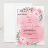 De mooiste roze huwelijksuitnodiging kaart (Voorkant / Achterkant)