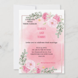 De mooiste roze huwelijksuitnodiging kaart
