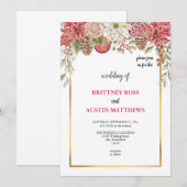 De mooiste roze huwelijksuitnodiging kaart (Voorkant / Achterkant)