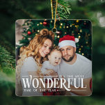 De mooiste tijd 2 afbeeldingen kerst keramisch ornament<br><div class="desc">Creëer een unieke aandenken en koester speciale herinneringen met dit ornament met kerstboom met het onderschrift "Het is de mooiste tijd van het jaar". Voeg twee van je favoriete foto's toe en laat je tijdens de vakantie in de stemming brengen!</div>