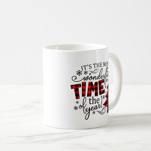 De mooiste tijd buffalo plaid koffiemok (Voorkant rechts)