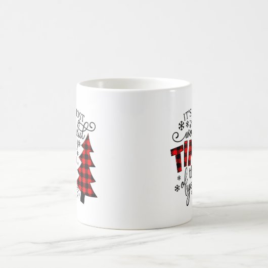 De mooiste tijd buffalo plaid koffiemok (Center)