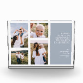 De mooiste tijd: elegant, stoffblauwe multi-foto fotoblokken (Voorkant)