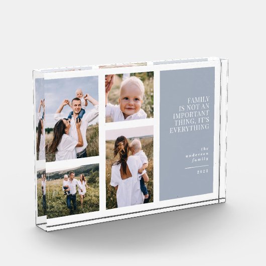 De mooiste tijd: elegant, stoffblauwe multi-foto fotoblokken (Links)