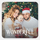 De mooiste tijd Kerstfoto Vierkante Sticker (Voorkant)