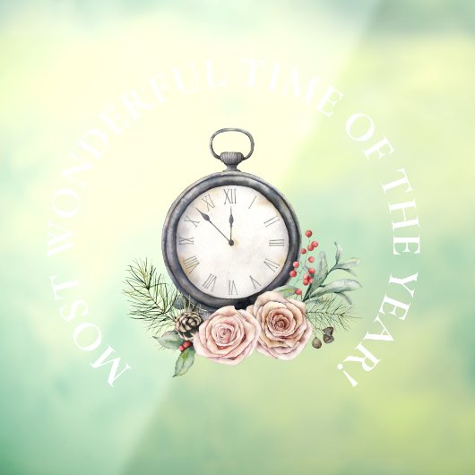 De mooiste tijd, mooie stopwatch kerst raamsticker (Vel 3)