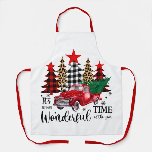 De mooiste tijd Schort  rode truck (Voorkant)