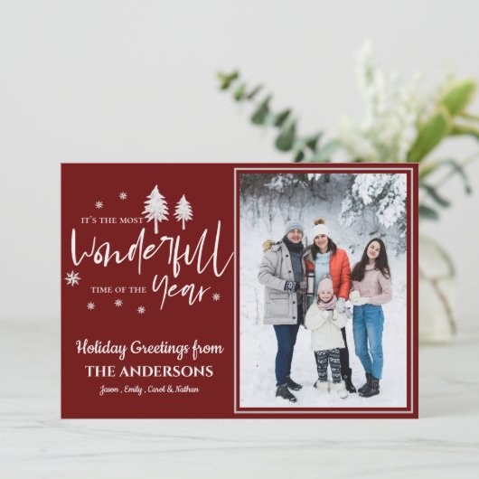 De mooiste tijd van de kerstfoto van het jaar feestdagenkaart (Staand voorkant)