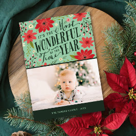 De mooiste tijd van het jaar Bloemenfoto Feestdagenkaart