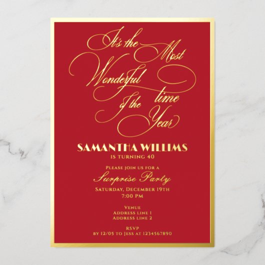 De mooiste tijd van het jaar, elke verjaardag folie uitnodiging (Voorkant)