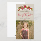 De mooiste tijd van het jaar Floral Wreath Feestdagenkaart (Voorkant / Achterkant)