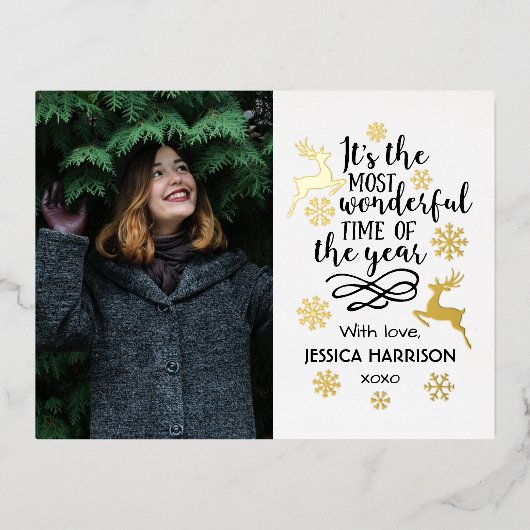 De mooiste tijd van het jaar folie feestdagen briefkaart (Voorkant)