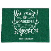De mooiste tijd van het jaar Green Monogram Groot Cadeauzakje (Voorkant)