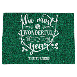 De mooiste tijd van het jaar Green Monogram Groot Cadeauzakje