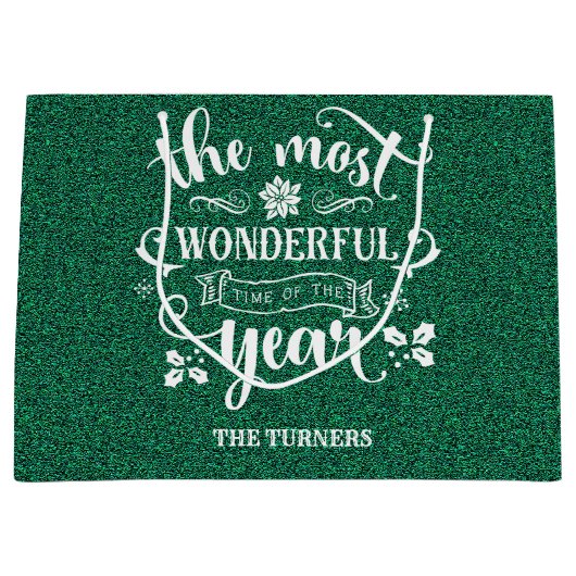 De mooiste tijd van het jaar Green Monogram Groot Cadeauzakje (Voorkant)