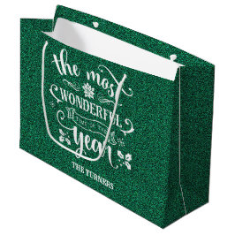 De mooiste tijd van het jaar Green Monogram Groot Cadeauzakje