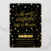 De mooiste tijd van het jaar kerst echt folie uitnodiging (Voorkant)