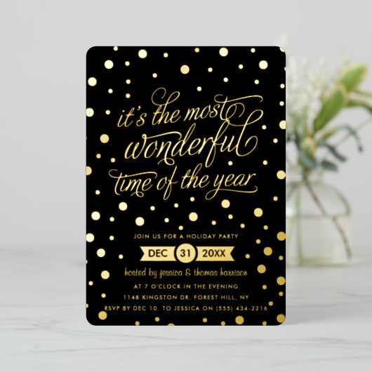 De mooiste tijd van het jaar kerst echt folie uitnodiging (Staand Voorkant)