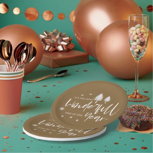 De mooiste tijd van het jaar kerstfeest papieren bordje (Multi)
