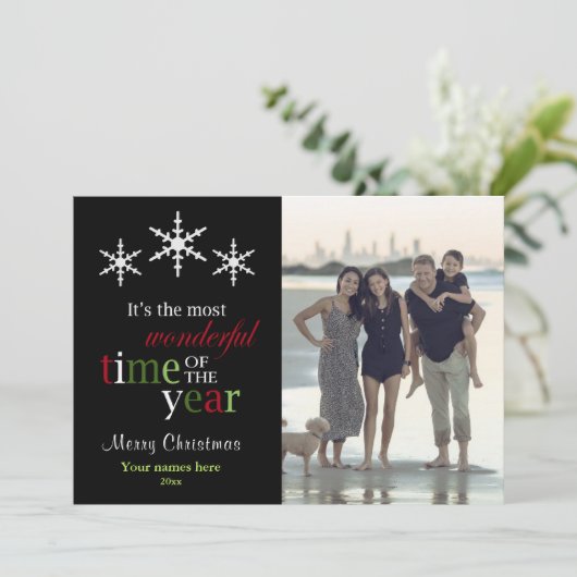 De mooiste tijd van het jaar Kerstmis Feestdagenkaart (Staand voorkant)