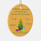 De mooiste tijd van het Jaar op een versiering Keramisch Ornament (Rechts)