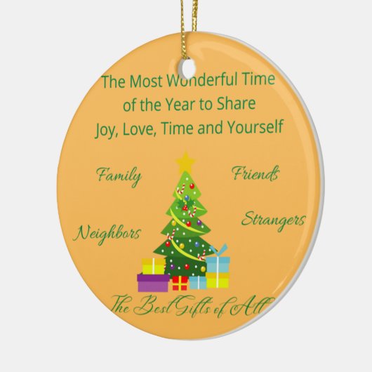 De mooiste tijd van het Jaar op een versiering Keramisch Ornament (Links)