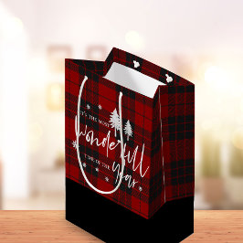 De mooiste tijd van het jaar: Red Plaid Christmas Medium Cadeauzakje