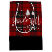 De mooiste tijd van het jaar: Red Plaid Christmas Medium Cadeauzakje (Voorkant)