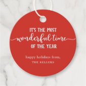 De mooiste tijd van het jaar rode vakantie bedankjes labels (Voorkant)