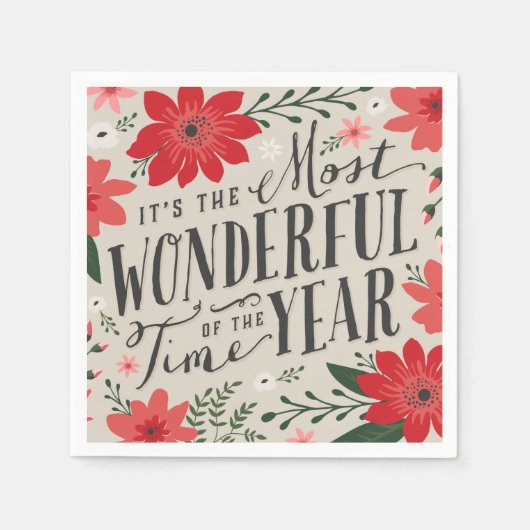 De mooiste tijd van het jaar vakantie Bloemen Servet (Voorkant)