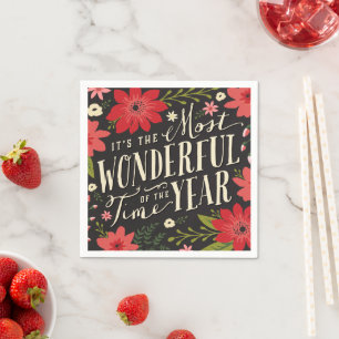De mooiste tijd van het jaar vakantie Bloemen Servet