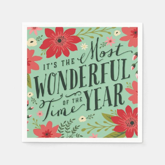 De mooiste tijd van het jaar vakantie Bloemen Servet (Voorkant)