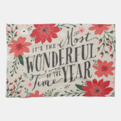 De mooiste tijd van het jaar vakantie Bloemen Theedoek (Horizontaal)