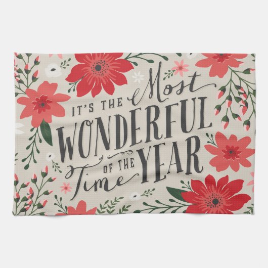 De mooiste tijd van het jaar vakantie Bloemen Theedoek (Horizontaal)