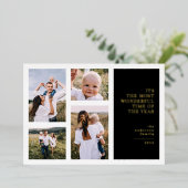 De mooiste tijd van kerst multi-foto folie feestdagenkaart (Staand Voorkant)