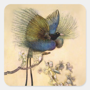“De mooiste vogel” door Warwick Goble Vierkante Sticker