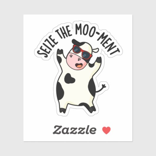 De Mooment Funny Koe Pun in beslag nemen Sticker (Vel)