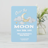 De Moon Blue Baby shower Custom Invitation Kaart (Staand voorkant)
