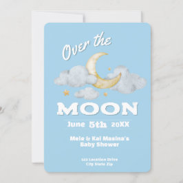 De Moon Blue Baby shower Custom Invitation Kaart