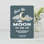 De Moon Blue Baby shower Custom Invitation Kaart (Staand voorkant)