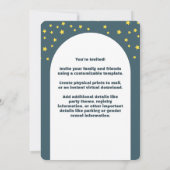 De Moon Blue Baby shower Custom Invitation Kaart (Achterkant)
