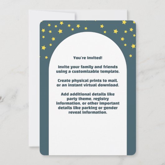 De Moon Blue Baby shower Custom Invitation Kaart (Achterkant)