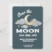 De Moon Blue Baby shower Custom Invitation Kaart (Voorkant)