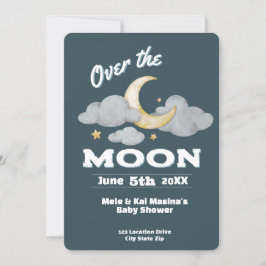 De Moon Blue Baby shower Custom Invitation Kaart