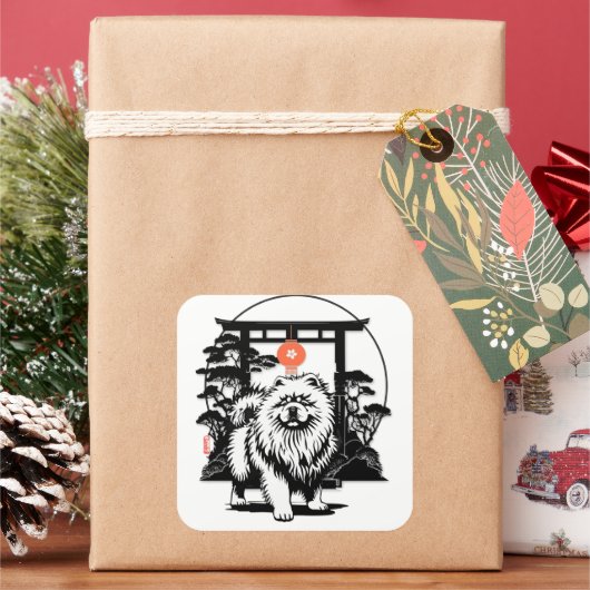 DE MOON GATE Chow Vierkante Sticker (Feestdagen)