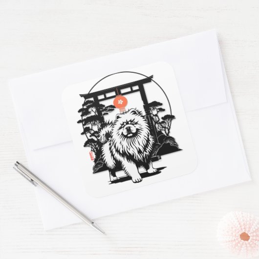 DE MOON GATE Chow Vierkante Sticker (Envelop)