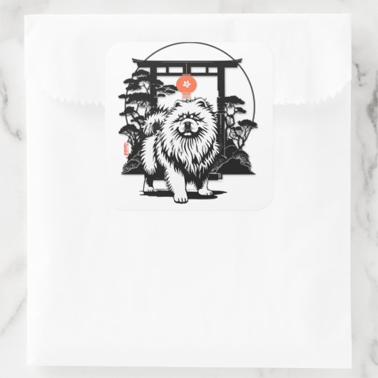DE MOON GATE Chow Vierkante Sticker (Tas)