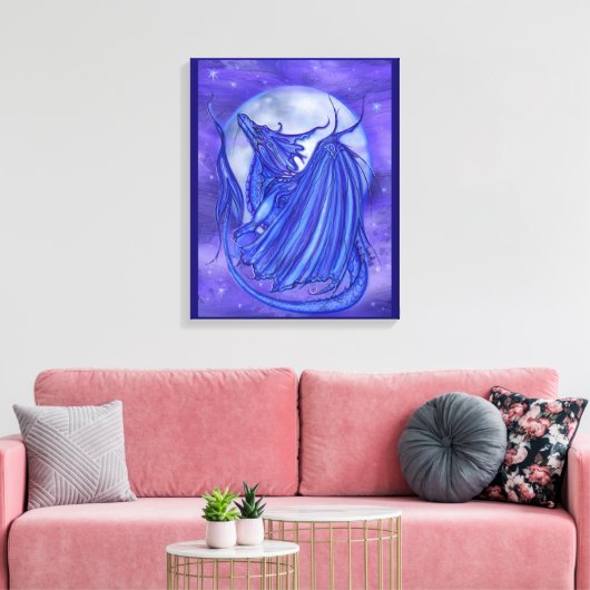 De 'Moon Glow' drakenfantasie van Renee Lavoie Canvas Afdruk (Insitu (Woonkamer))