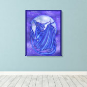 De 'Moon Glow' drakenfantasie van Renee Lavoie Canvas Afdruk (Insitu (Houten vloer))