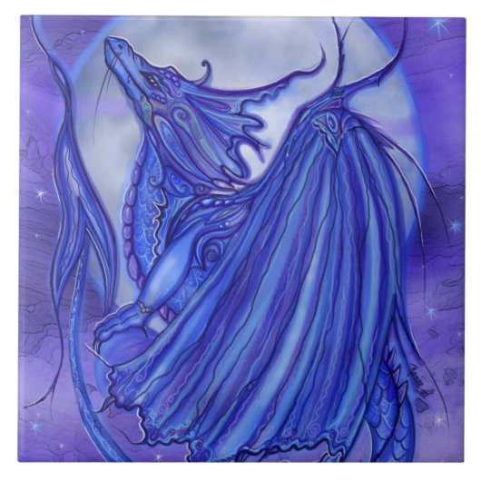 De 'Moon Glow' drakenfantasie van Renee Lavoie Tegeltje (Voorkant)